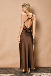 SATIN TWISTED STRAP MAXI DRESS Anima Guzga