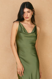 SATIN TWISTED STRAP MAXI DRESS Anima Guzga