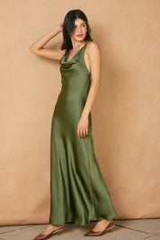 SATIN TWISTED STRAP MAXI DRESS Anima Guzga