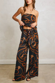 Conversational Satin Wide Leg Pants Anima Guzga
