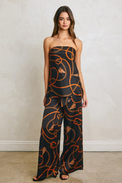 Conversational Satin Wide Leg Pants Anima Guzga