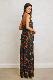 CONVERSATIONAL SATIN WIDE LEG PANTS Anima Guzga