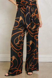 CONVERSATIONAL SATIN WIDE LEG PANTS Anima Guzga
