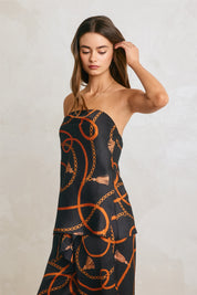 CONVERSATIONAL SATIN BANDEAU TOP Anima Guzga
