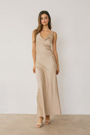 SATIN TWISTED STRAP MAXI DRESS Anima Guzga