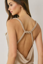 SATIN TWISTED STRAP MAXI DRESS Anima Guzga