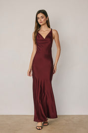 SATIN TWISTED STRAP MAXI DRESS Anima Guzga