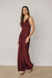 SATIN TWISTED STRAP MAXI DRESS Anima Guzga