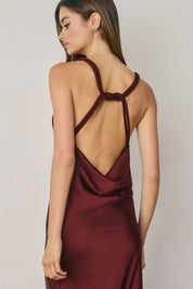 SATIN TWISTED STRAP MAXI DRESS Anima Guzga