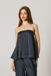SATIN STRAPLESS BOW BACK TOP Anima Guzga
