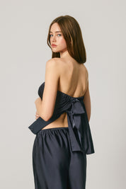 SATIN STRAPLESS BOW BACK TOP Anima Guzga