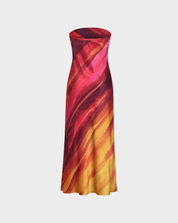 WATERCOLOR STRIPE SATIN STRAPLESS BIAS CUT MAXI DRESS Anima Guzga