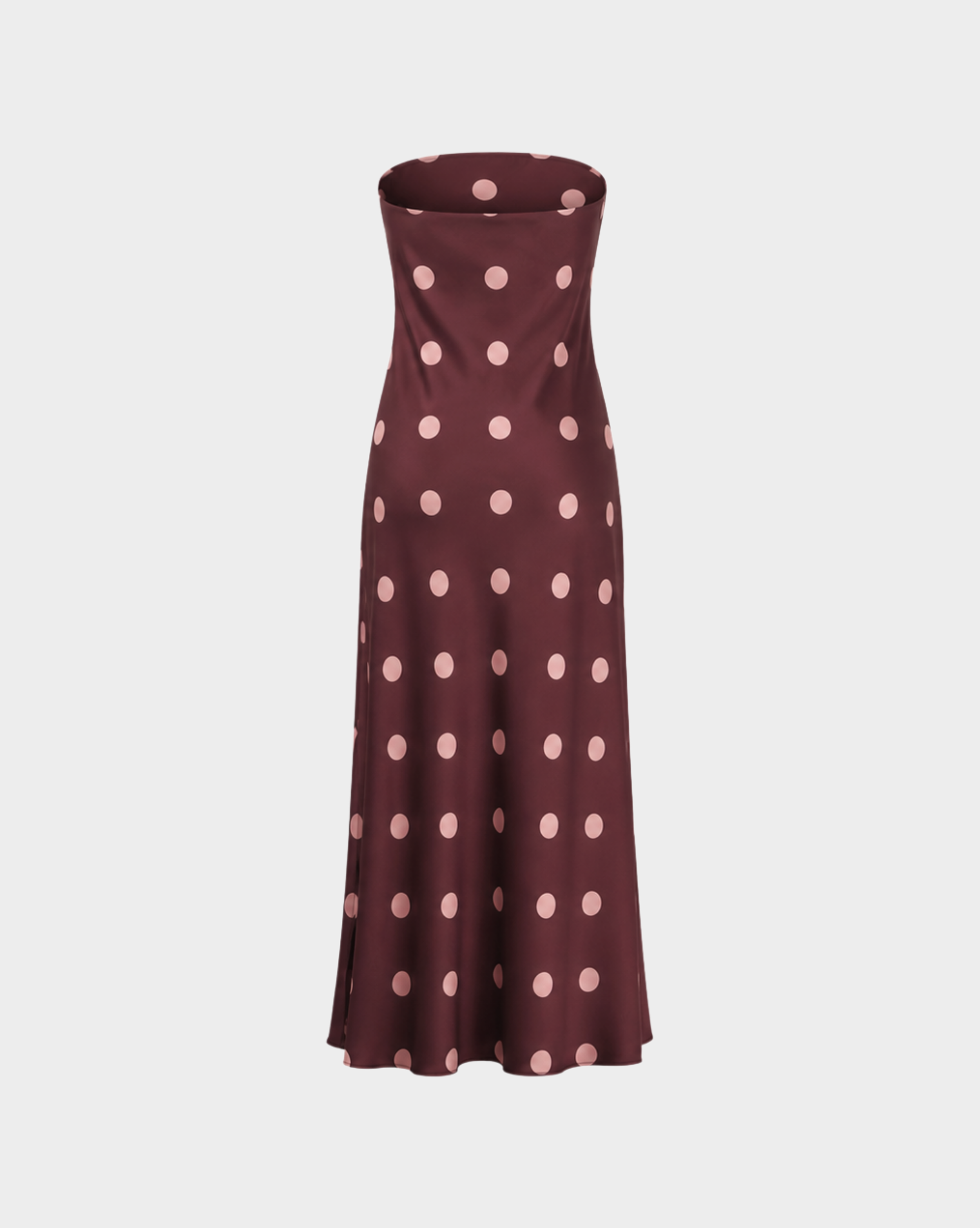 POLKA DOT SATIN STRAPLESS MAXI DRESS Anima Guzga