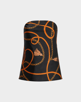 CONVERSATIONAL SATIN BANDEAU TOP