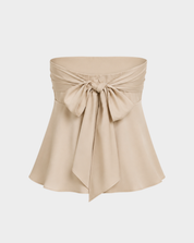 SATIN LACE STRAPLESS FLARED TOP Anima Guzga