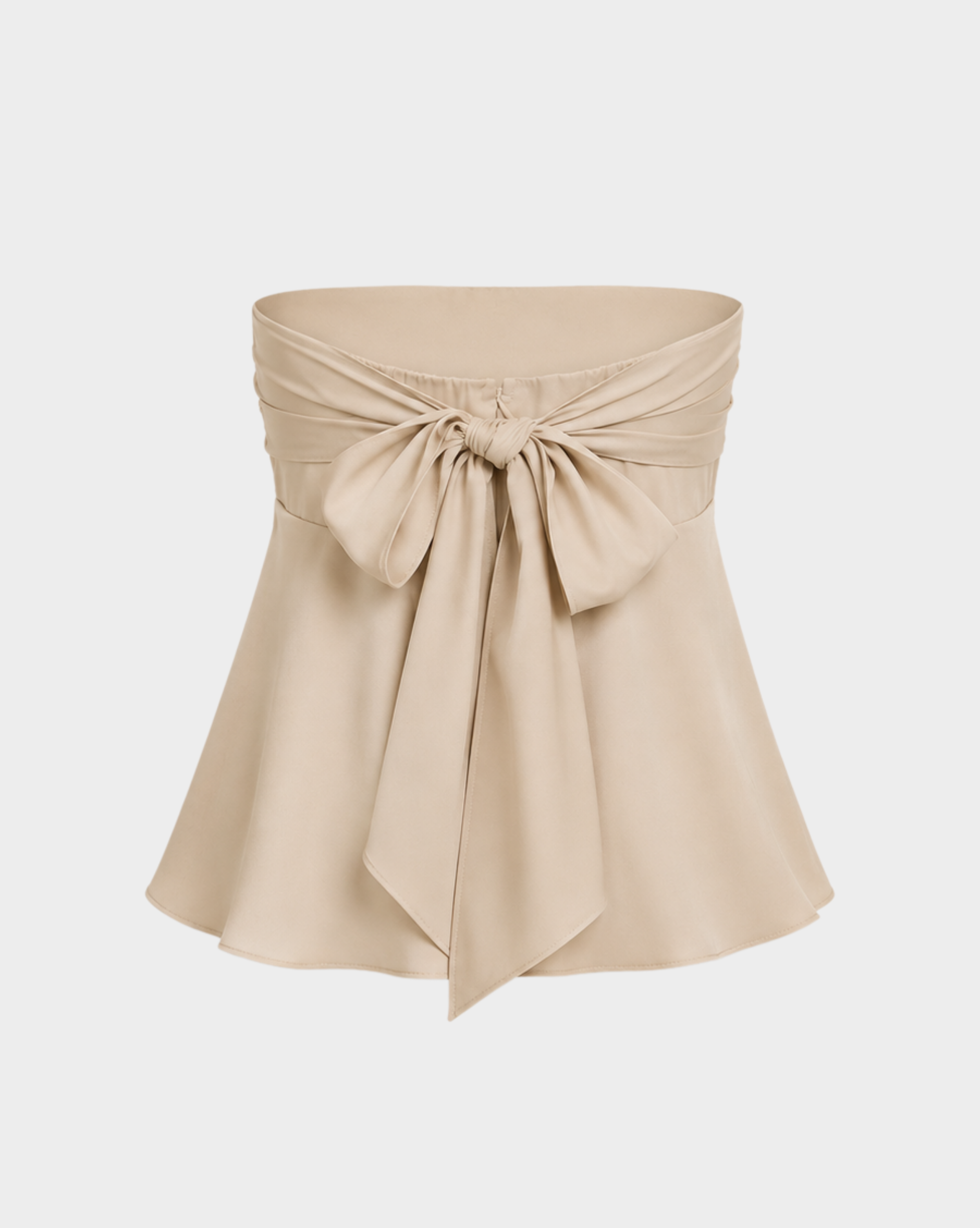 SATIN LACE STRAPLESS FLARED TOP Anima Guzga