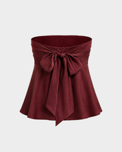 SATIN LACE STRAPLESS FLARED TOP Anima Guzga