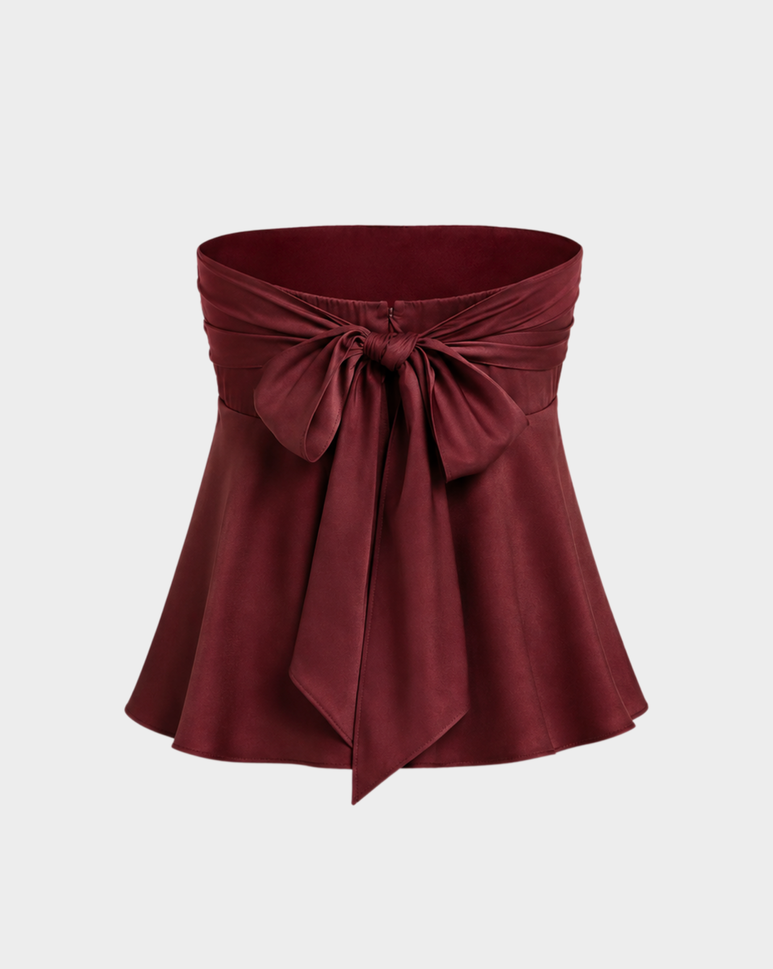 SATIN LACE STRAPLESS FLARED TOP Anima Guzga