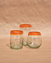 Colored Rim Drink Glass | Colored Rim Glassware | Anima Guzga