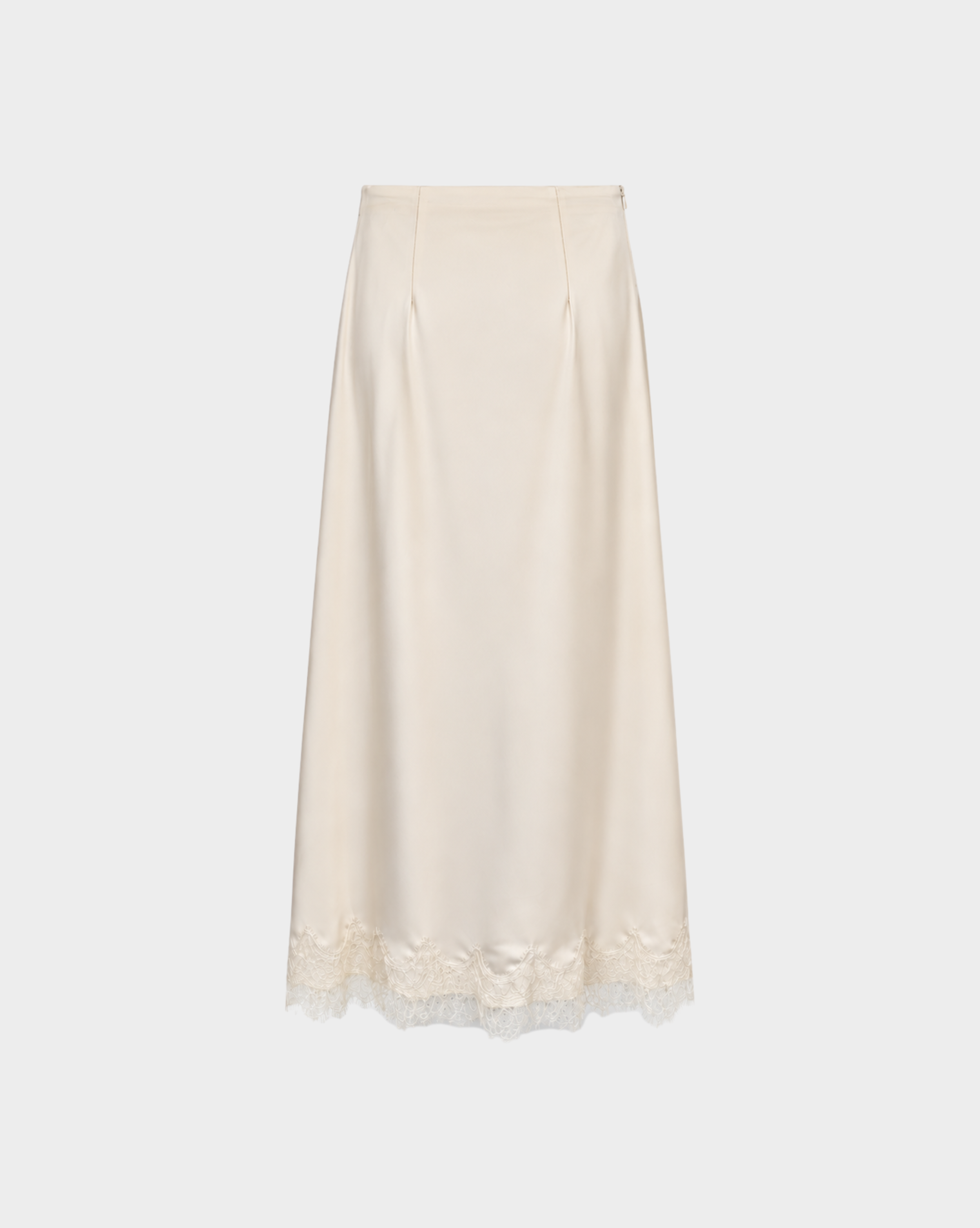 WHIMSY SATIN LACE MIDI SKIRT Anima Guzga