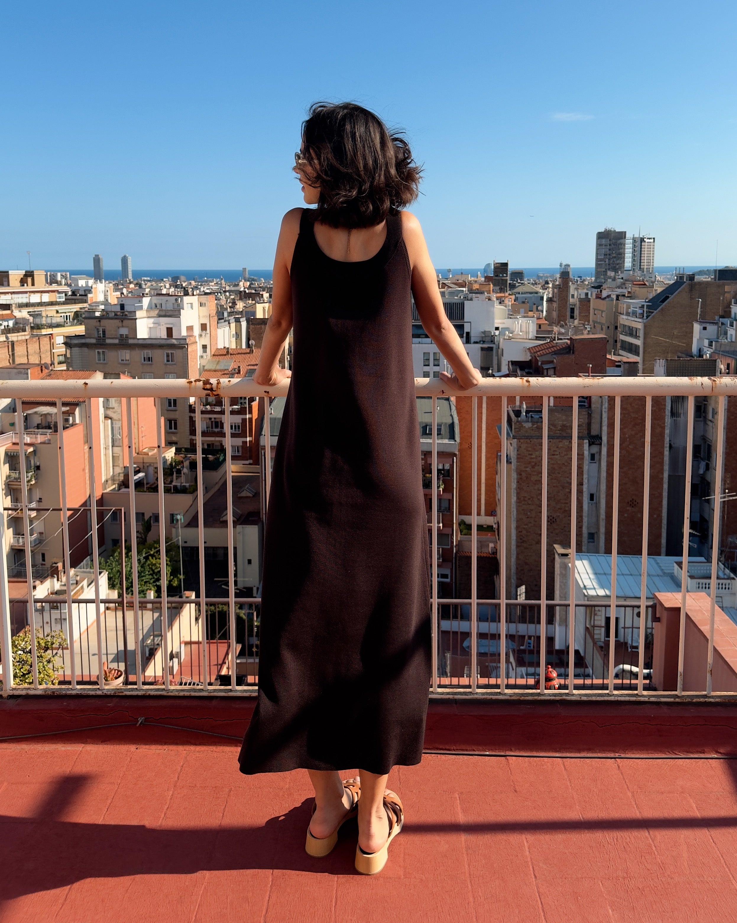 Frances Dress | Espresso Knit Midi Dress | Anima Guzga