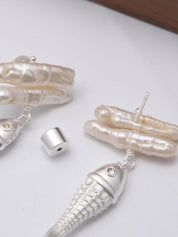FISH AND PEARL EARRINGS