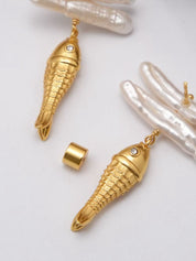 FISH AND PEARL EARRINGS