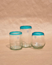 Colored Rim Drink Glass | Colored Rim Glassware | Anima Guzga