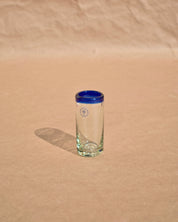 COLORED RIM HAND BLOWN SHOT GLASS
