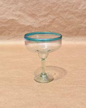 Mexican Hand-Blown Glassware |Coloured Rim Margarita Glass|Anima Guzga
