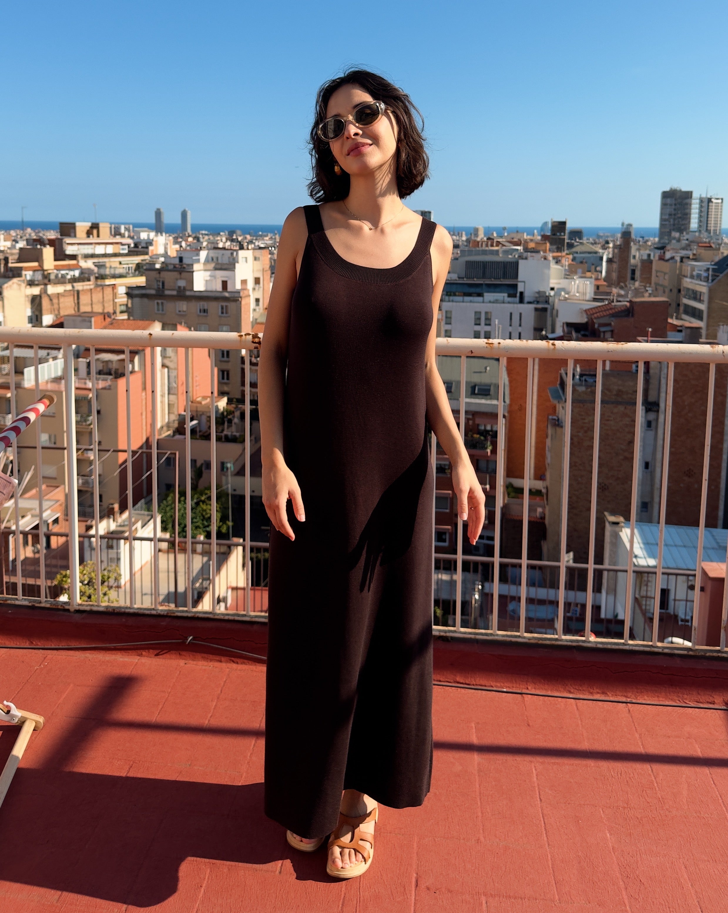 Frances Dress | Espresso Knit Midi Dress | Anima Guzga