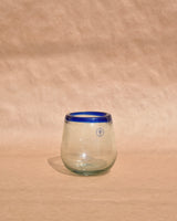 COLORED RIM HAND BLOWN GLASS ROUND