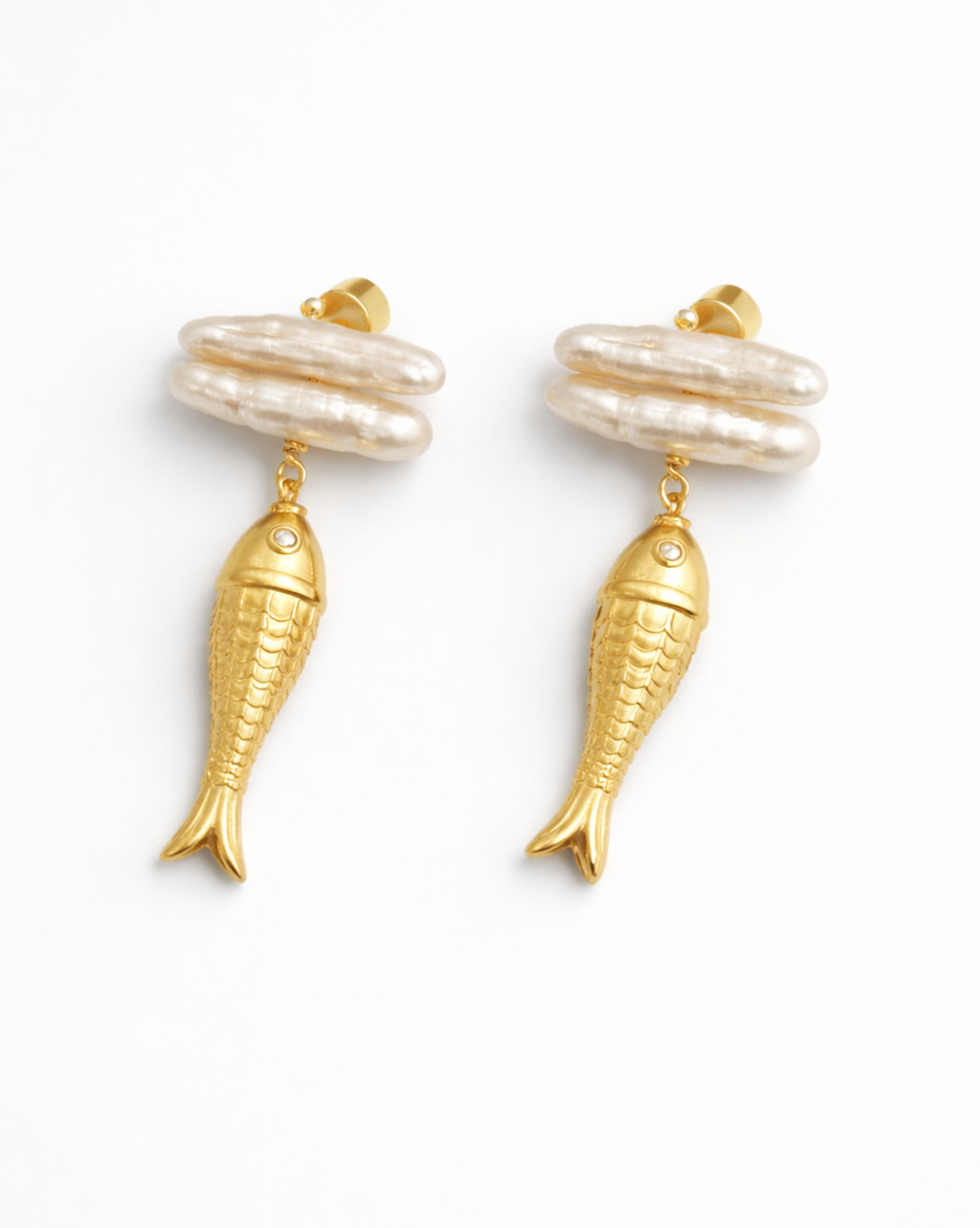 FISH AND PEARL EARRINGS Anima Guzga