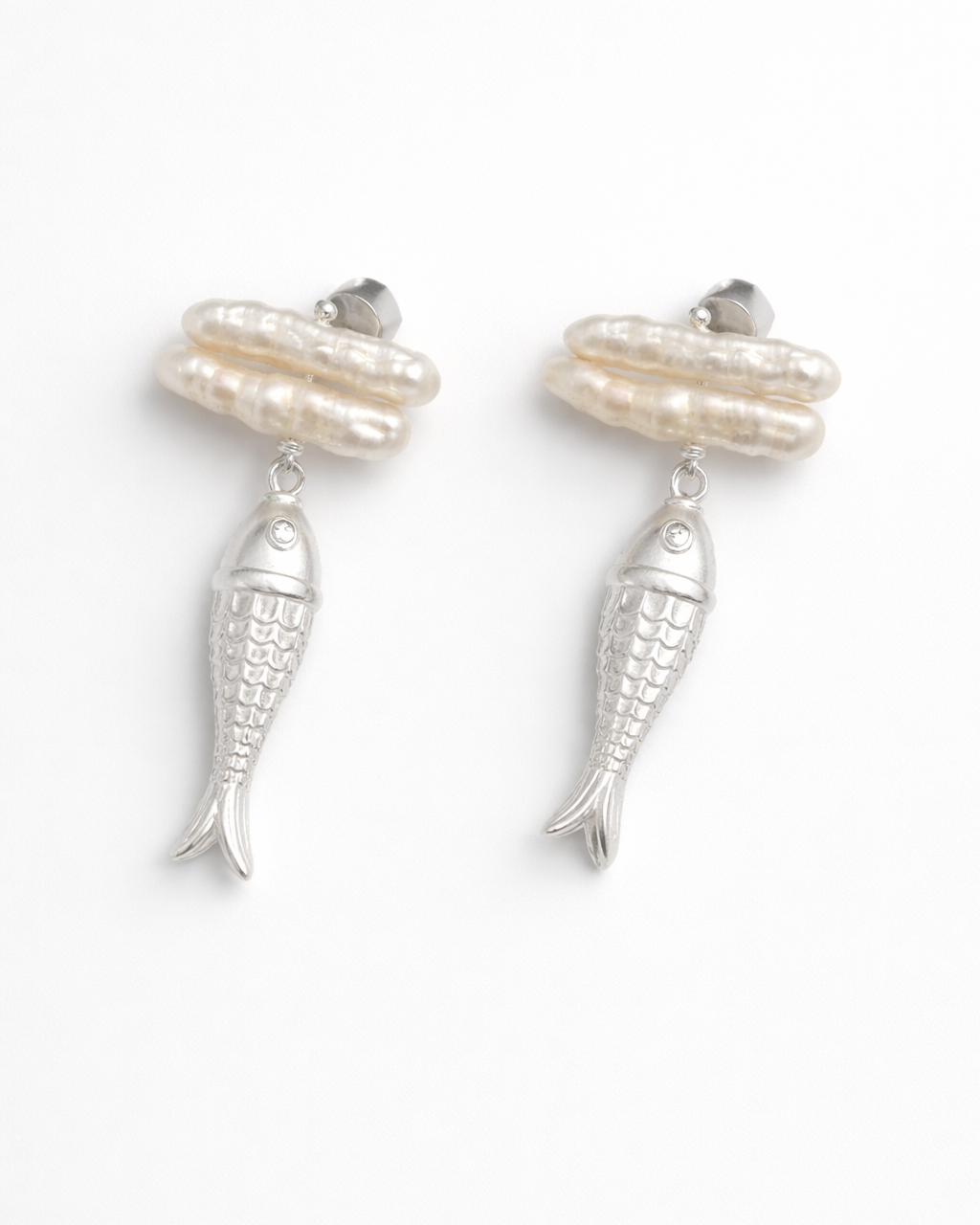 FISH AND PEARL EARRINGS Anima Guzga